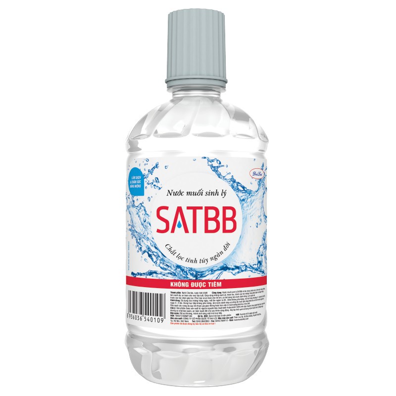 Nước muối sinh lý SATBB giúp làm sạch mùi hôi răng miệng, bảo vệ nướu (Lọ 550ml)