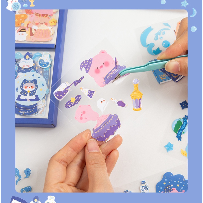 Set 10 tấm sticker dễ thương cute dán trang trí sổ tay, laptop, ốp điện thoại , nón bảo hiểm