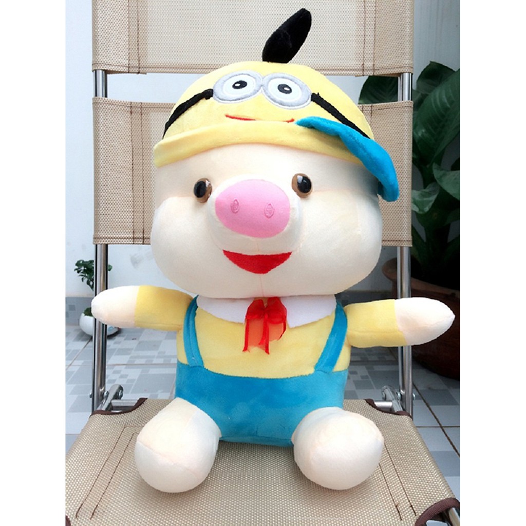 Gấu Bông Lợn Nón Minion Ichigo Shop (40cm) - Xanh