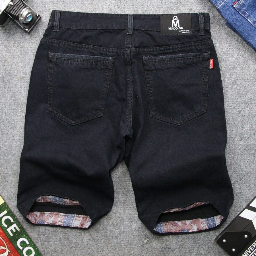 Quần short jean nam đen vải đẹp TS169 Tronshop