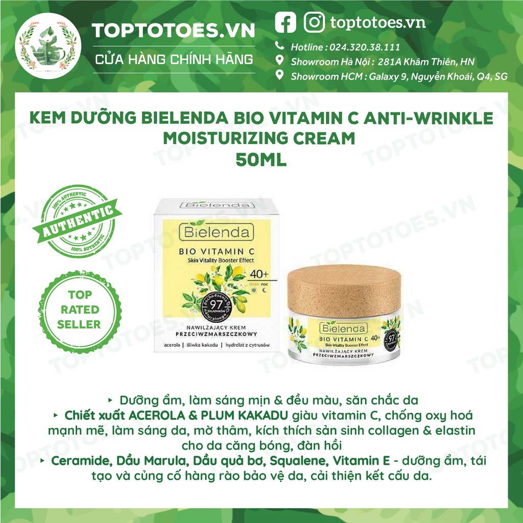 Kem dưỡng Bielenda Bio Vitamin C Anti-Wrinkle Moisturizing Cream 40+ 50ml làm sáng và trẻ hóa da