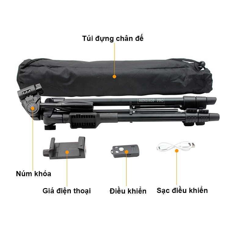 Gậy Tripod 3 Chân Yunteng VCT-5208 - gậy chụp hình ảnh 3 chân - chụp hình dành cho cả nhà