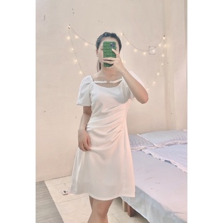 Váy trắng tay bồng nhúm eo chất đẹp