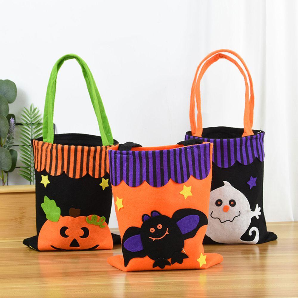 Túi Đựng Kẹo Có Tay Cầm Họa Tiết Hoạt Hình Phong Cách Halloween Cho Trẻ Em