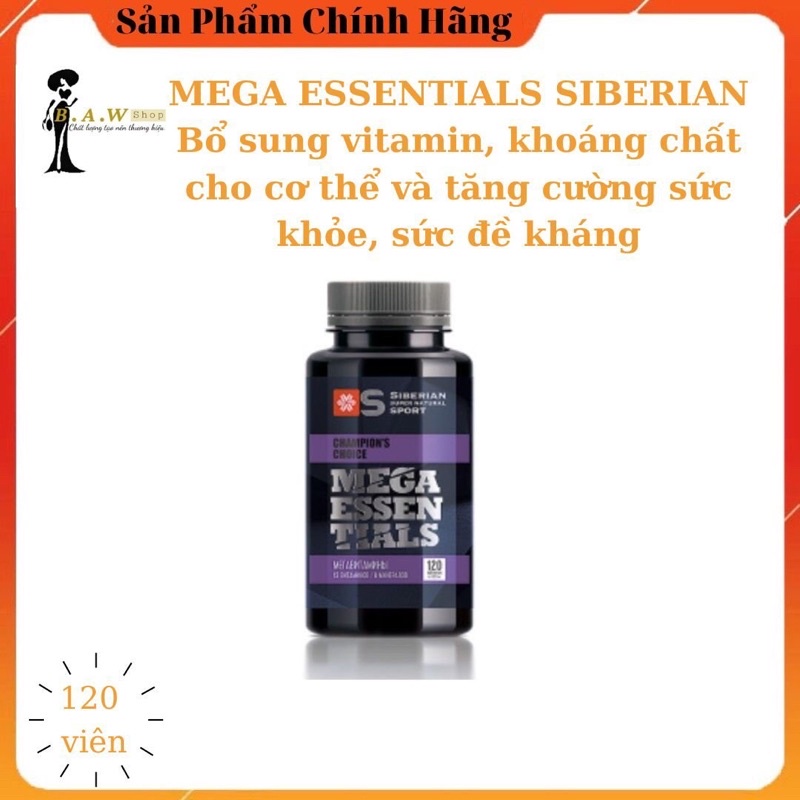 -Siberian Super Natural Sport Mega Essentials, giúp bổ sung vitamine, khoáng chất, giúp khỏe mạnh - lọ 120v