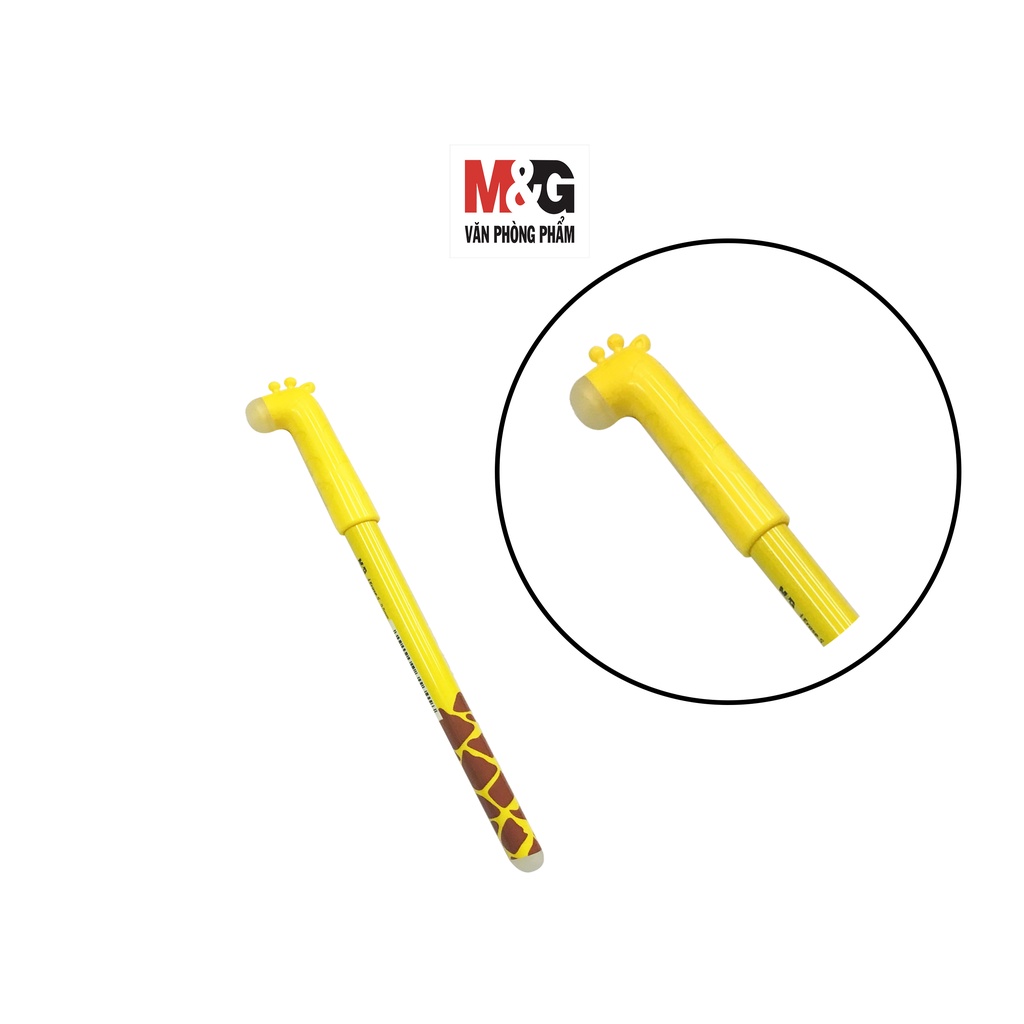 Bút nước xoá được M&G AKPB7372 mực xanh, ngòi 0.5mm nắp hình con Ngựa thân có 4 màu