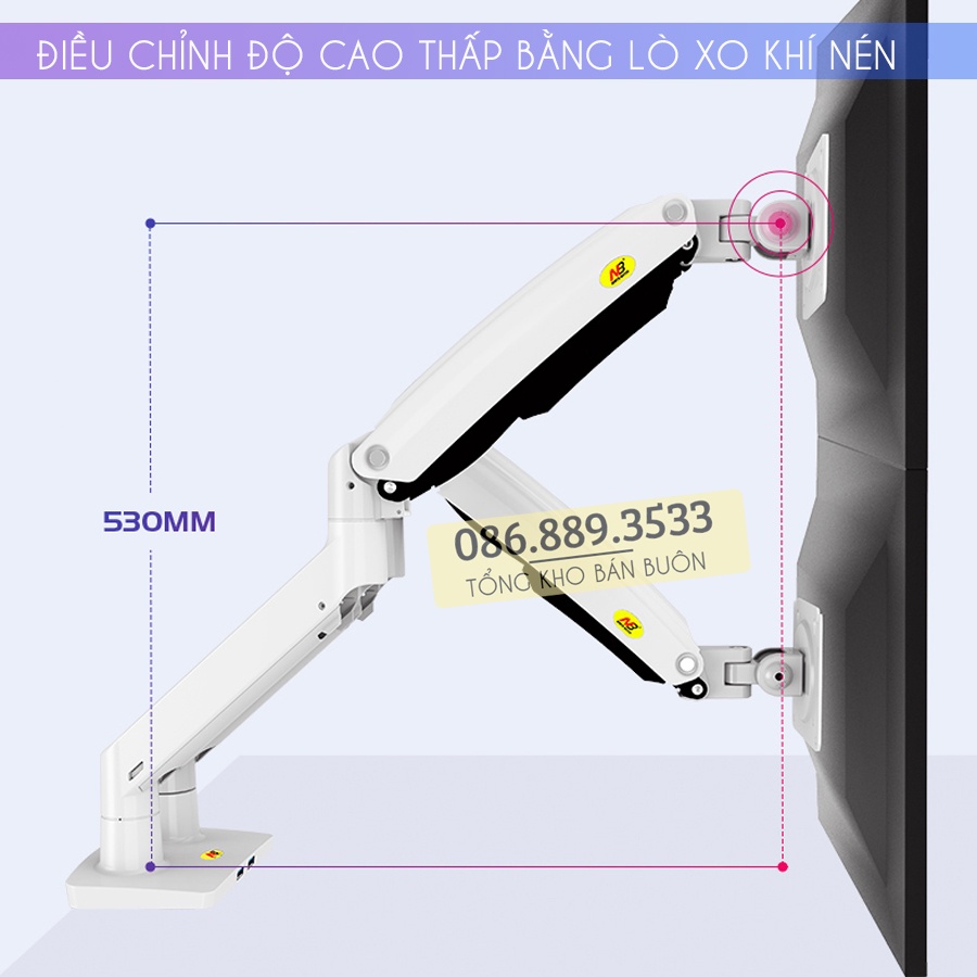Giá Treo Hai Màn Hình NB F195A 22 - 32 Inch - Giá Treo Màn Hình Kép F195A - Tải Trọng 8Kg - Xoay 360 Độ