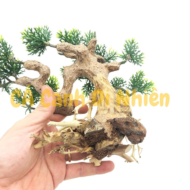 Cây lũa bonsai ghép lá nhựa giả trang trí hồ bể cá