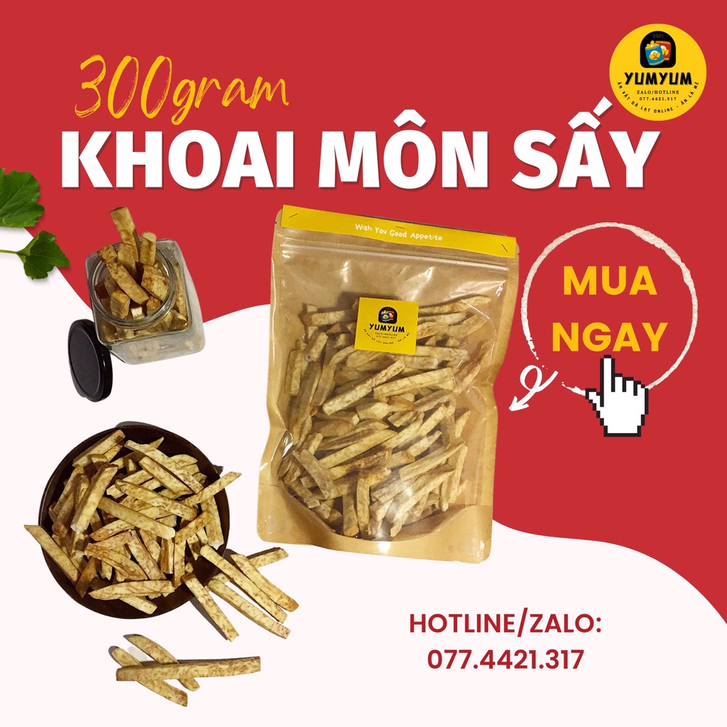 Khoai môn sấy - 300g - Đặc sản Đà Lạt - Nguyên miếng - Chất lượng, Tốt cho sức khỏe, Không lo tăng cân, Bảo toàn vóc