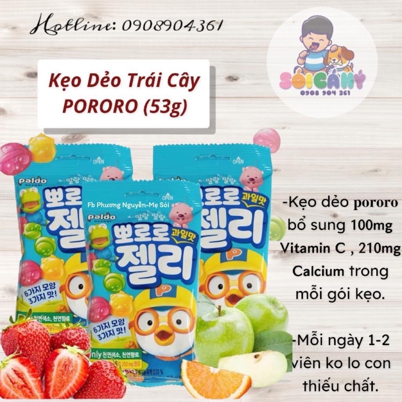 Kẹo dẻo trái cây Pororo bs vitamin-Sói Cá Hý