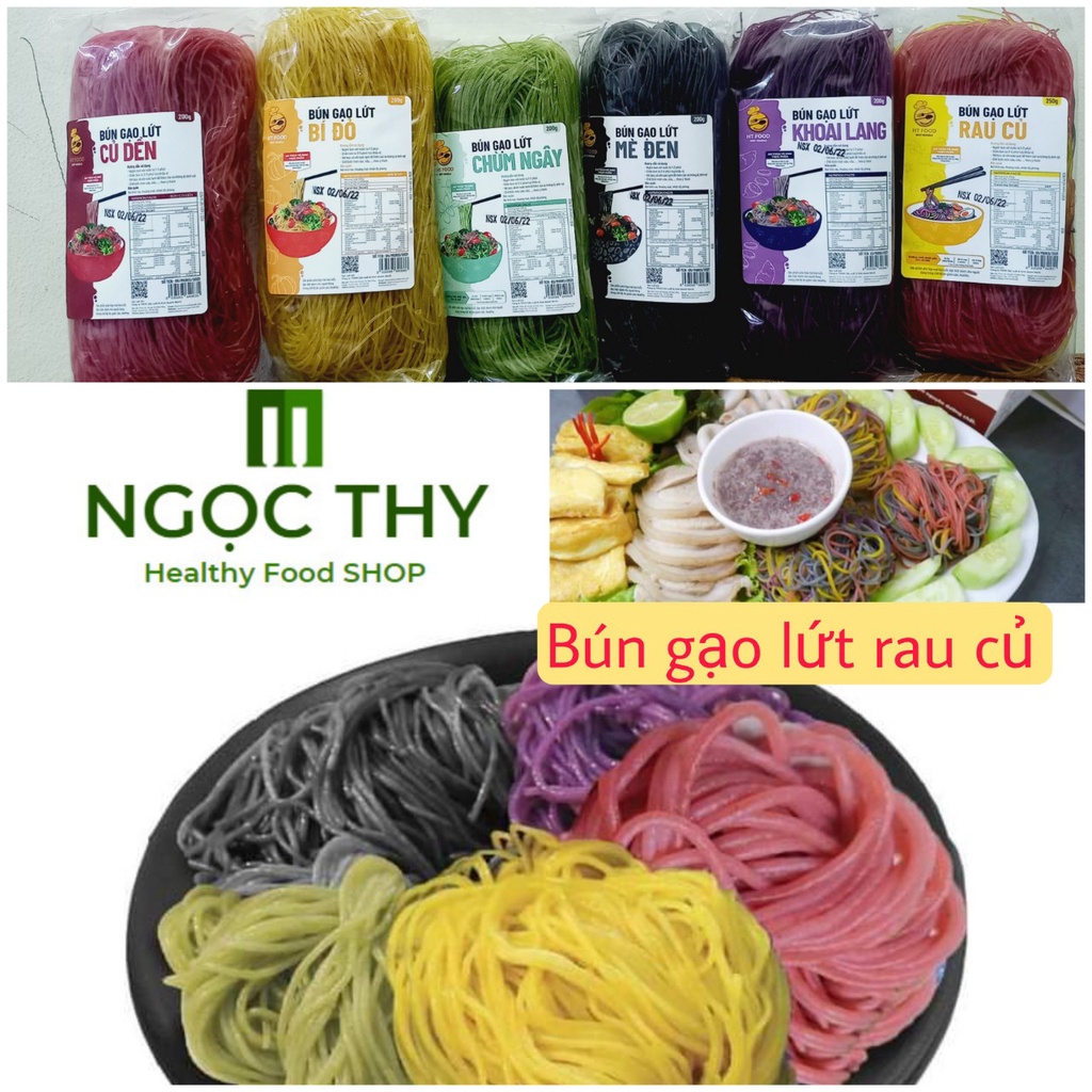 Bún miến phở GẠO LỨT RAU CỦ ngũ sắc HT Food ăn kiêng eatclean giảm cân