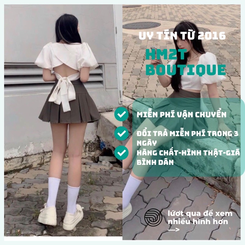 SALE OFF -Set áo croptop chân váy xếp ly