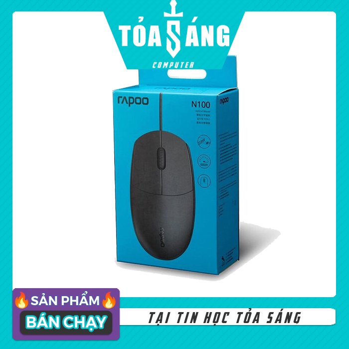 Chuột máy tính Rapoo N100 - Đen - Hàng Chính Hãng
