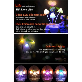 Đèn LED ngủ cảm ứng hình cây nấm đổi màu liên tục,đèn tự động sáng khi trong phòng không có ánh sáng JSF-828