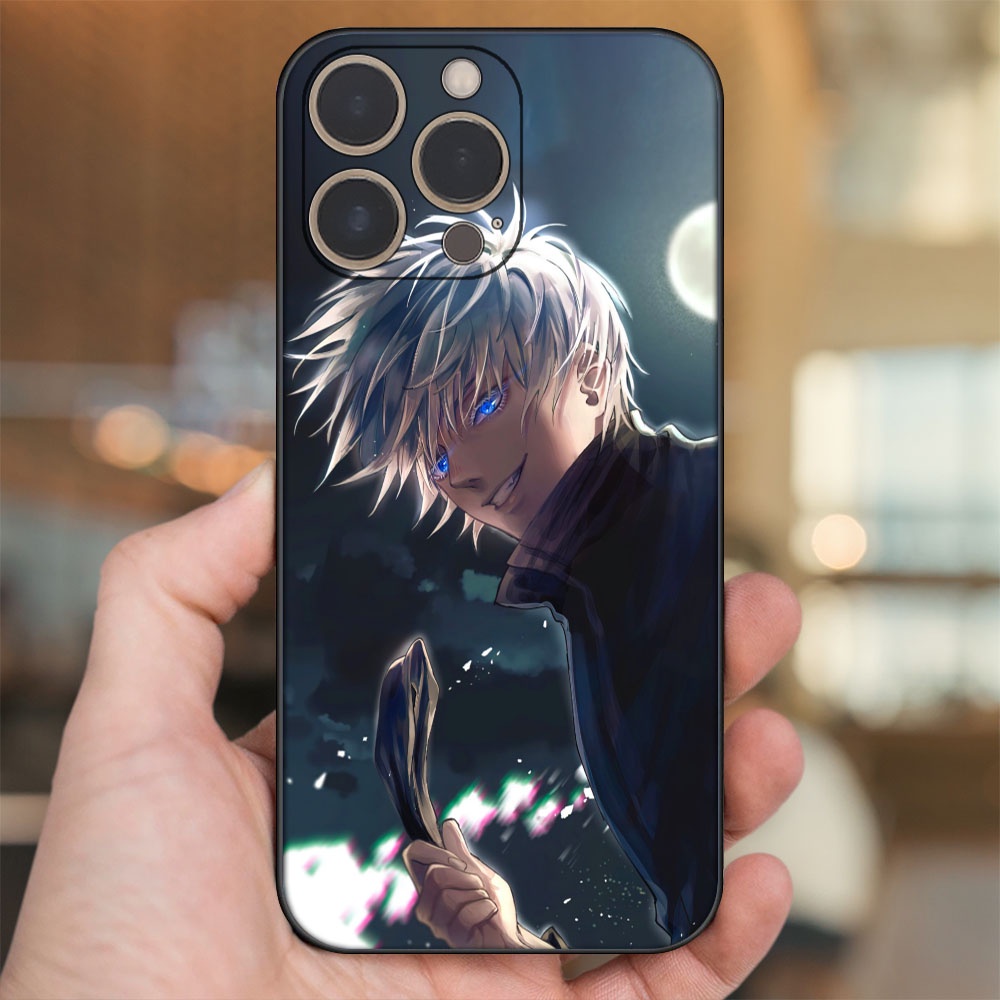 Ốp lưng iPhone 14 Pro dẻo đen cạnh vuông in hình Satoru Jujutsu Kaisen
