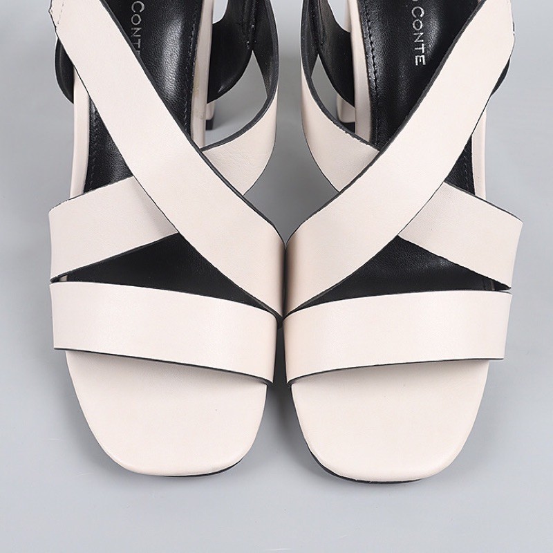 Sandal da trắng quai chéo . xuất Nga