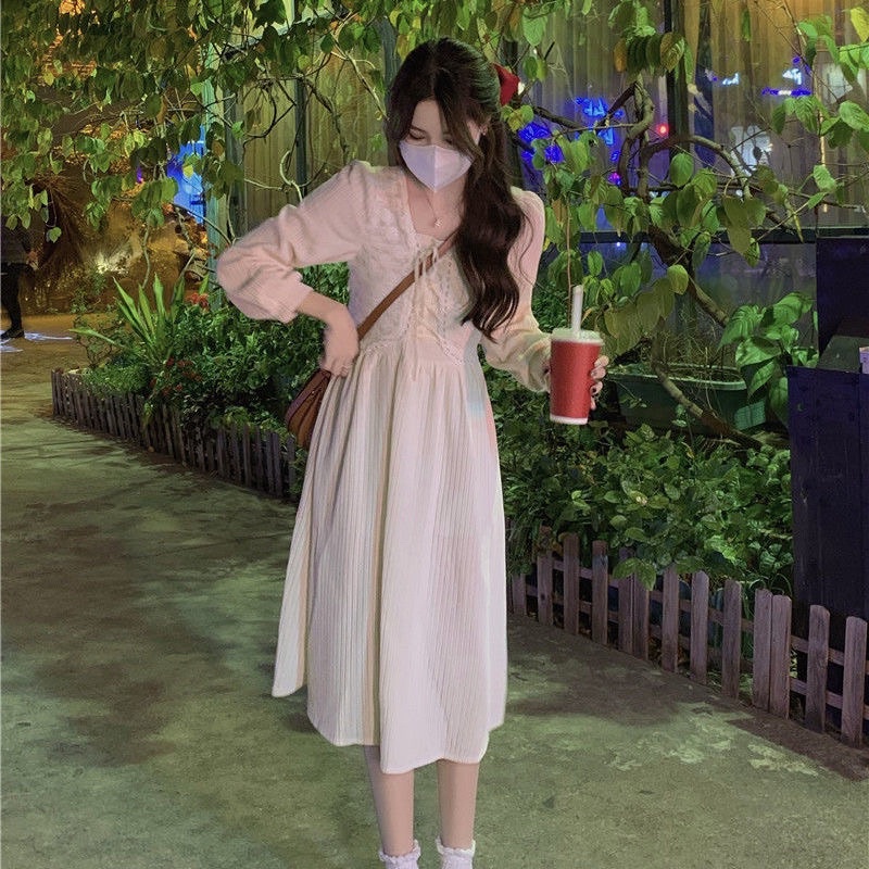 Váy nhung tăm nữ tính dài maxi gile ngắn phong cách Hàn