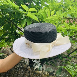 Mũ cói gaucho nơ lụa hàng l1