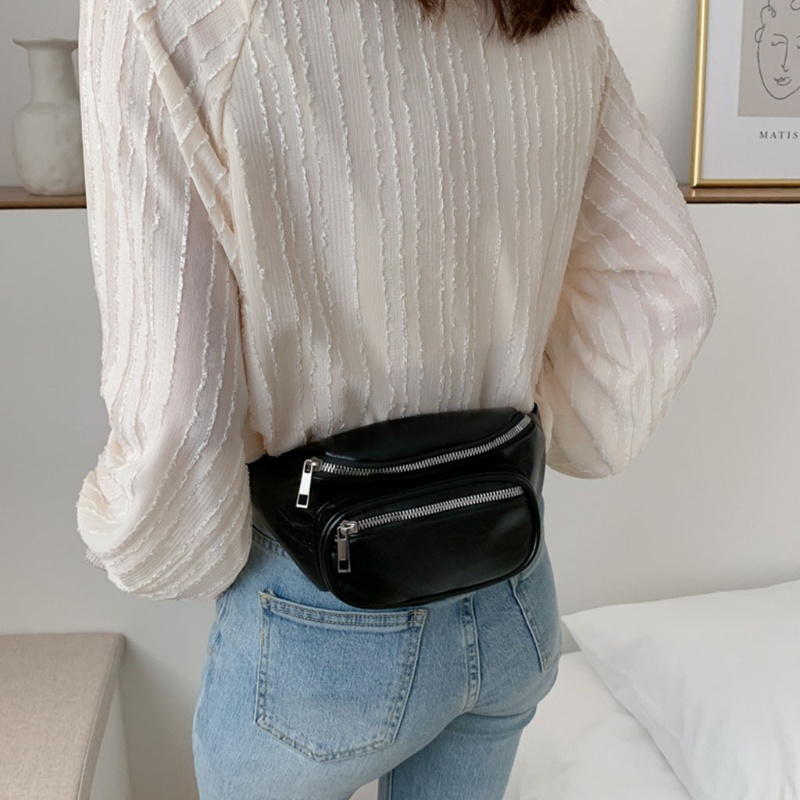 Túi Da PU Đeo Chéo Ngực Phối Dây Xích Thời Trang Cho Nam Và Nữ