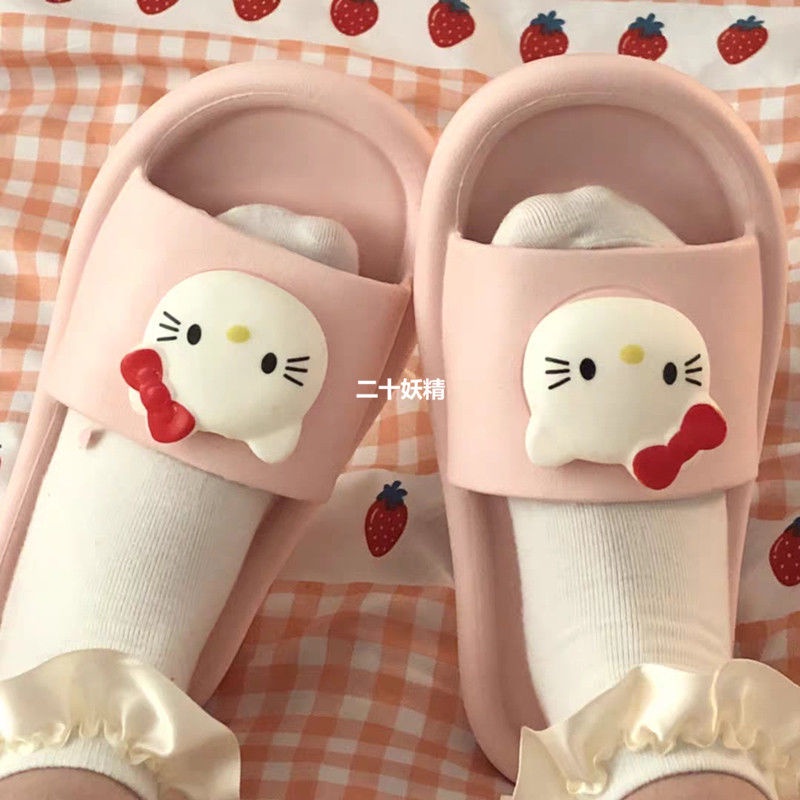 ✿soft girl’s essential Hello Kitty slippers, cute soft-soled girly summer sandals, daily non-slip one-word sandalsdép lê nữdép lê quai ngangdép lê bé traiDép lê