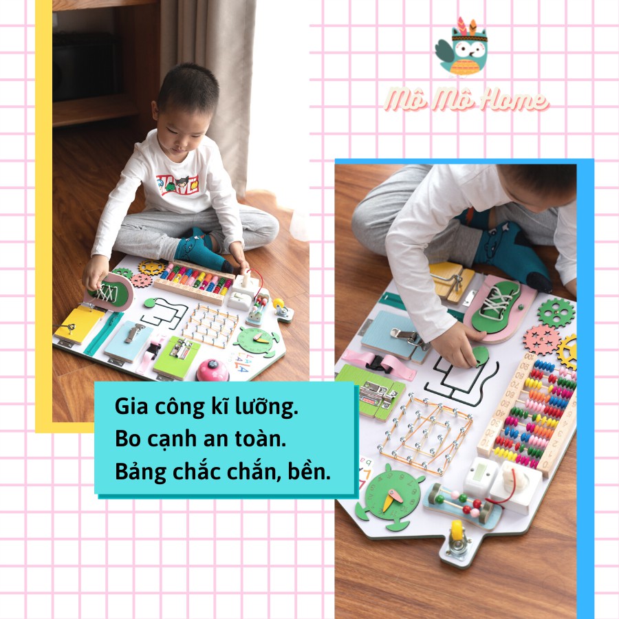 [Mã LIFETOYS1 giảm 30K đơn 99K] Bảng bận rộn, busy board cho bé, Phát triển toàn diện. Made in Việt Nam.40x50x5cm.