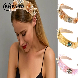Băng đô cài tóc đính đá và ngọc trai nhân tạo xinh xắn dành cho nữ