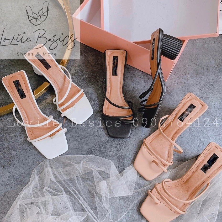 GUỐC NỮ CAO GÓT LOVIIEBASICS - DÉP CAO GÓT ĐẾ VUÔNG DÂY MẢNH XỎ NGÓN GÓT SỌC D200335 D191210