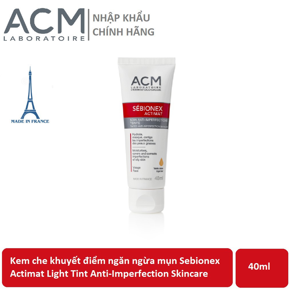 Kem dưỡng ngăn ngừa mụn che khuyết điểm ACM Sebionex Actimat Light Tint Anti-Imperfection Skincare 40ml