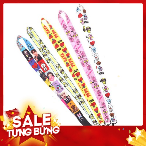 Chuyendokpop Strap BTS chibi dài nametag BTS chibi thành viên phụ kiện thần tượng, phong cách hàn quốc CẢM ƠN ĐÃ TIN TƯỞ