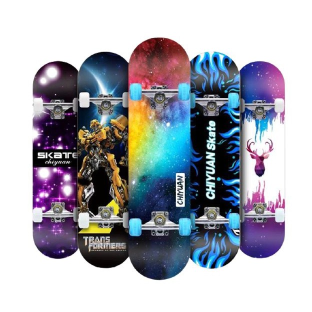 Ván trượt thể thao skateboard mặt nhám phong cách bánh xe cao su đèn Led dành cho giới trẻ - Ván trượt gỗ phong 8 lớp