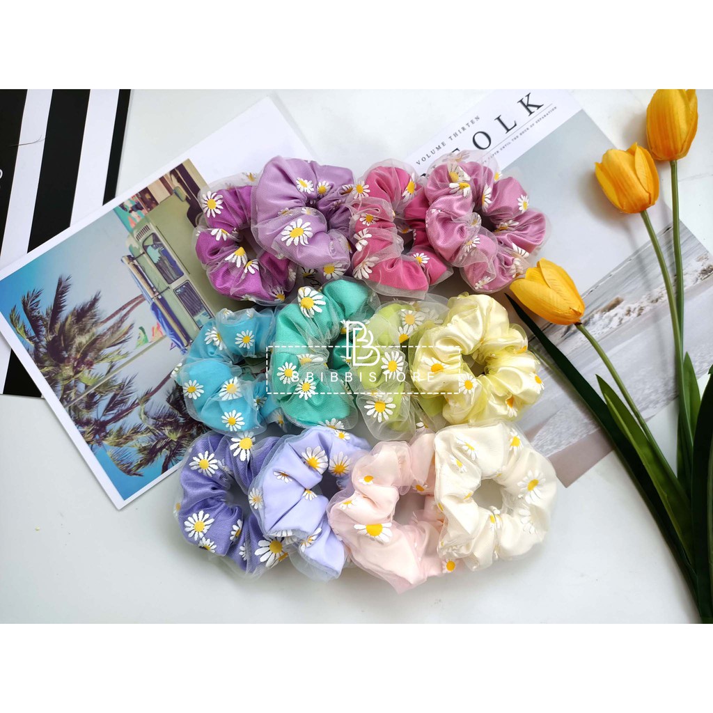 Dây buộc tóc Scrunchies 2 LỚP HOA CÚC , HOT HIT, SIÊU XINH