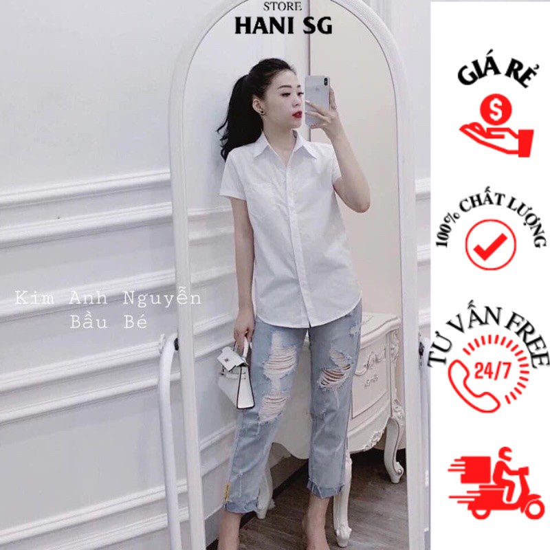 (SALE SẬP GIÁ)áo sơ mi cộc tay túi ngực ôm dáng đẹp,áo somi học sinh giá rẻ chất vải kate đẹp NPC340