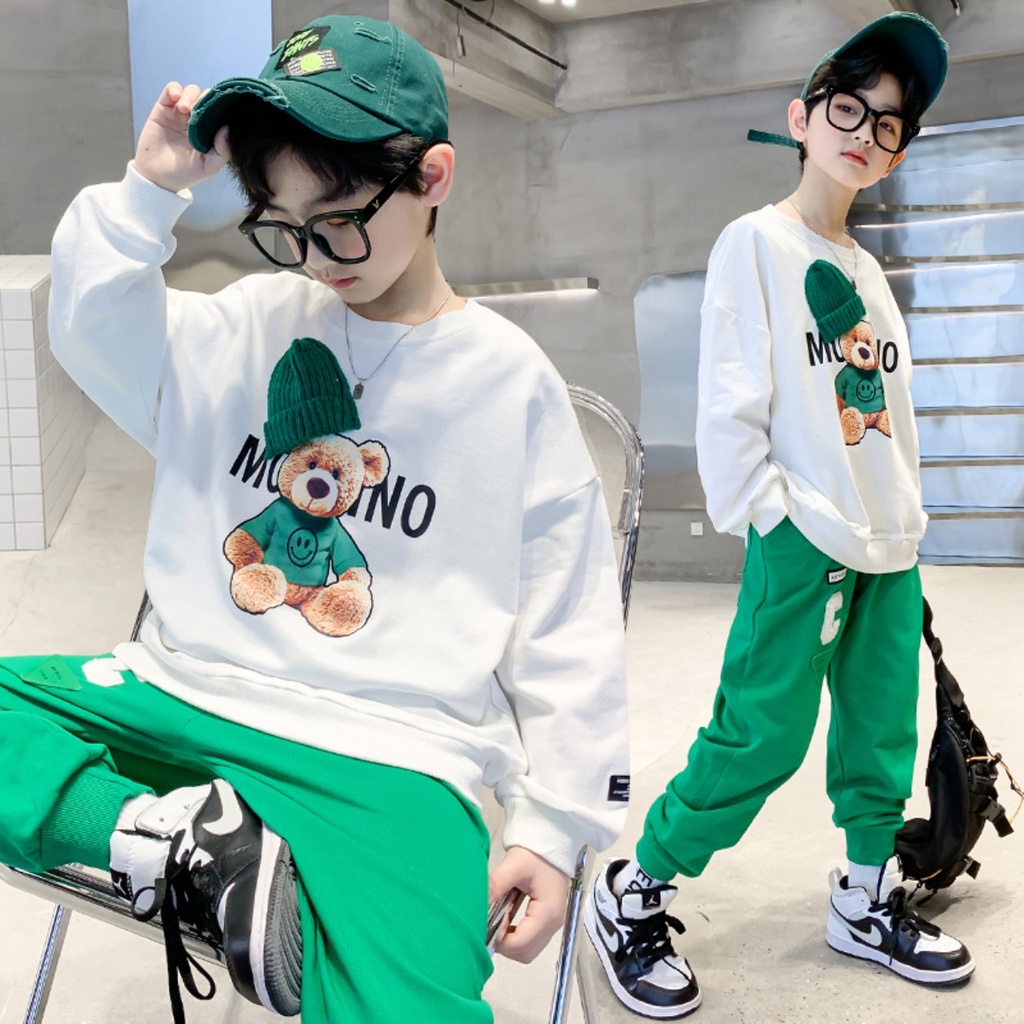 Set bộ quần áo thu đông cho bé trai 4-14 tuổi mẫu GẤU Mũ. Thiết kế cá tính, đường may kỹ.MA99
