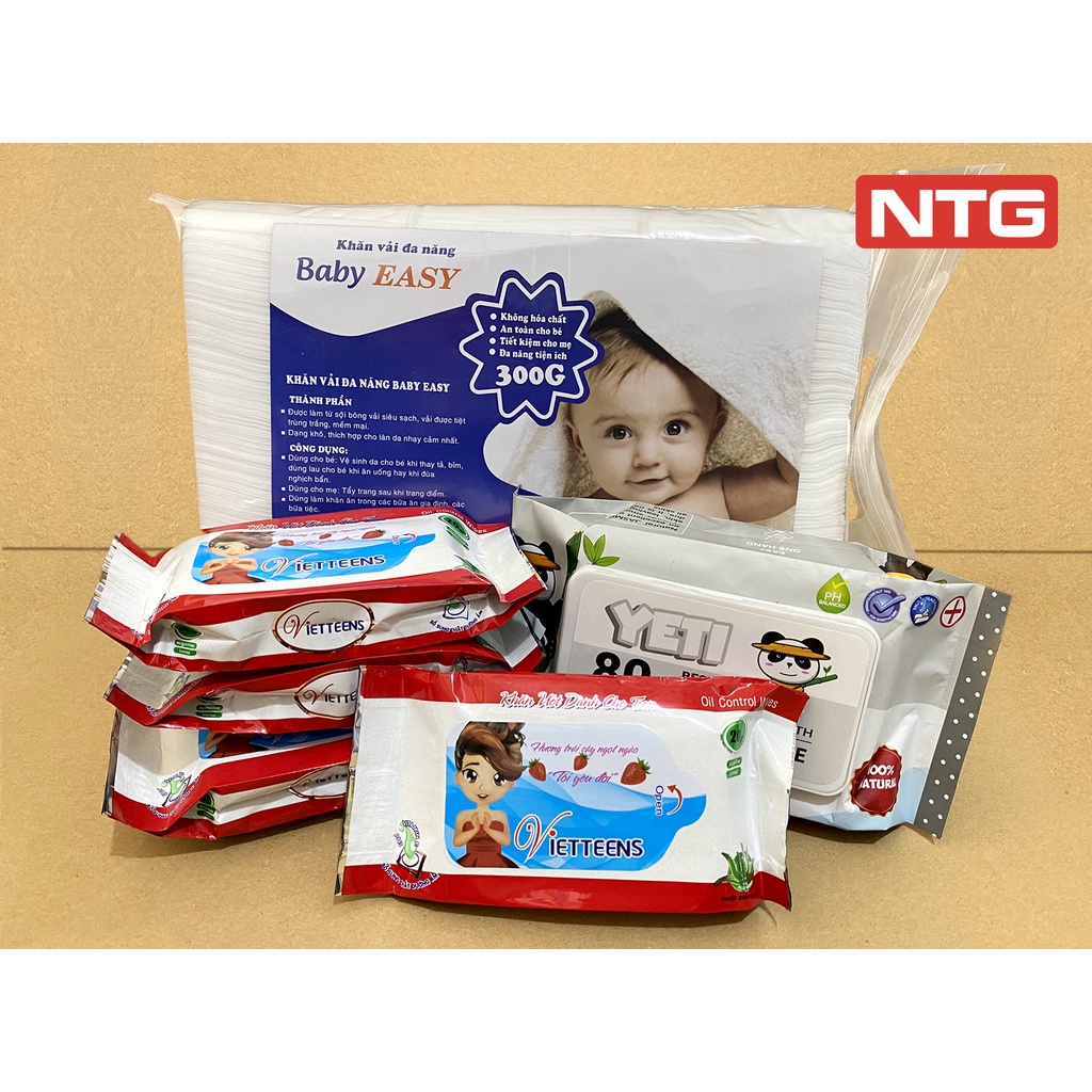 Combo 2 gói khăn khô đa năng 300gr, dễ xài, siêu tiết kiệm , vải dày mịn