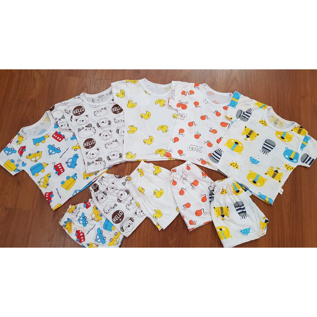 (Xả hàng hè)SET 5 BỘ CỘC TAY CÚC GIỮA COTTON CHO BÉ 5-15KG HÀNG ĐẸP