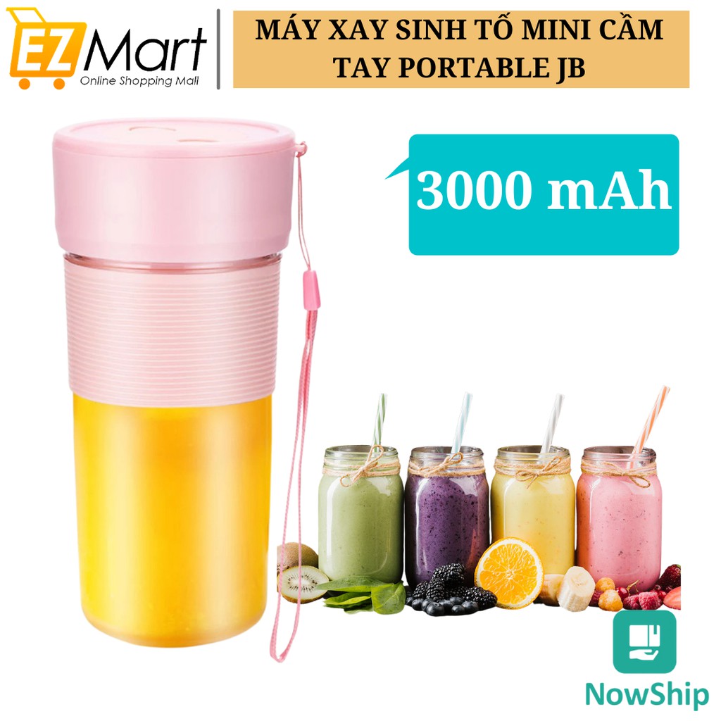 Máy Xay Sinh Tố Cầm Tay Mini Portable JB Hàng Nhập Khẩu 300ML, Cốc xay sinh tố hoa quả cao cấp, tiện lợi, an toàn