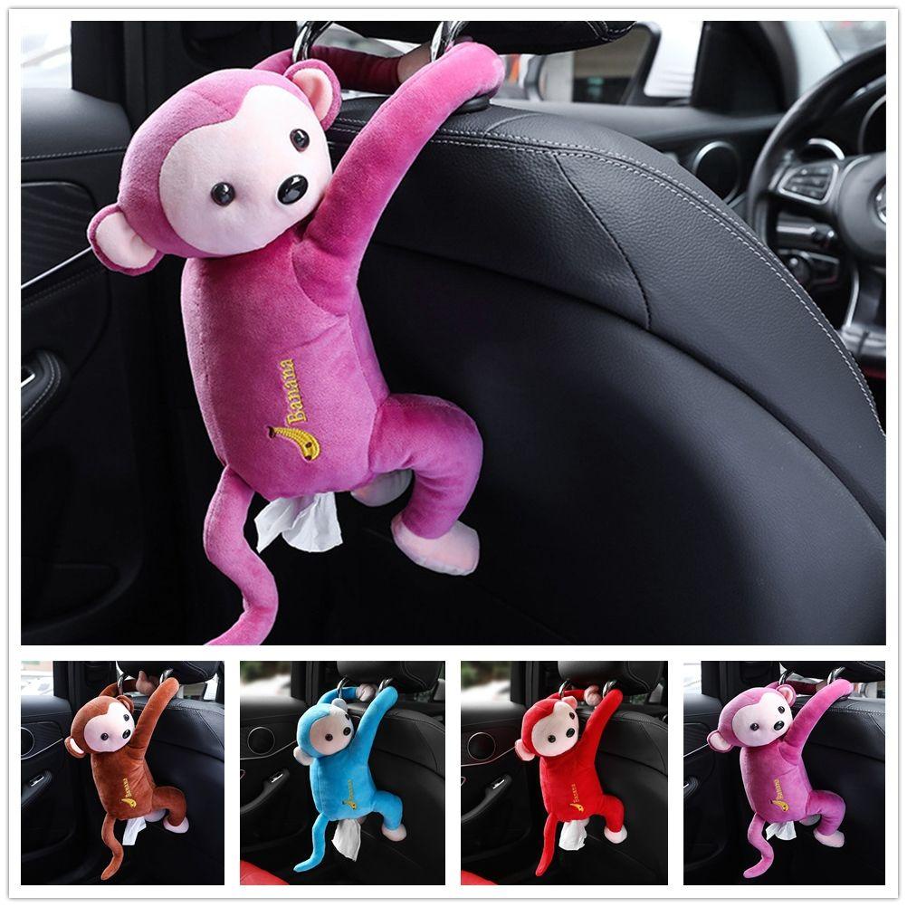 Hộp Đựng Khăn Giấy Hình Khỉ Hoạt Hình Gắn Sau Ghế Xe Hơi