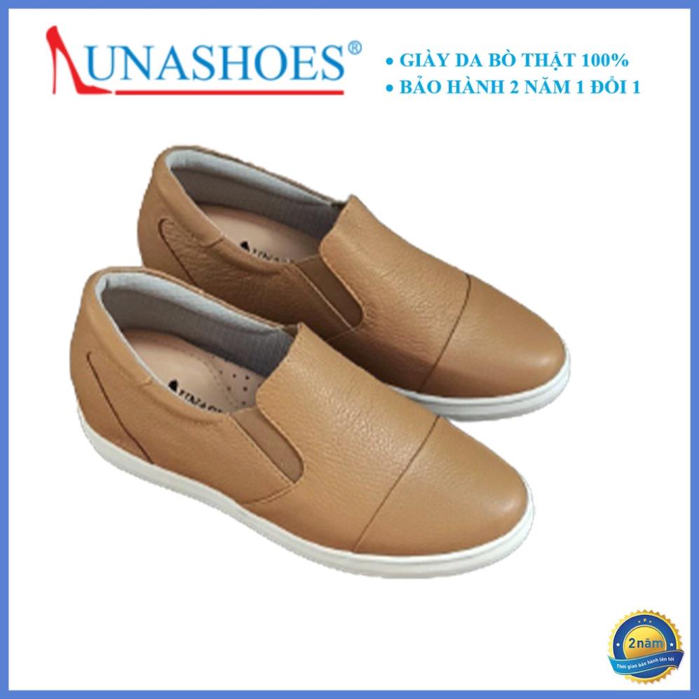Giày lười nữ, slip on Lunashoes (709) da bò thật mềm đế cao su cao 5p cực đẹp hack chiều cao giầy trung niên cho mẹ Qly