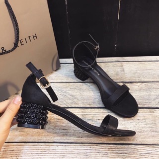 Sandal đế vuông xoắn ốc full đen 3cm