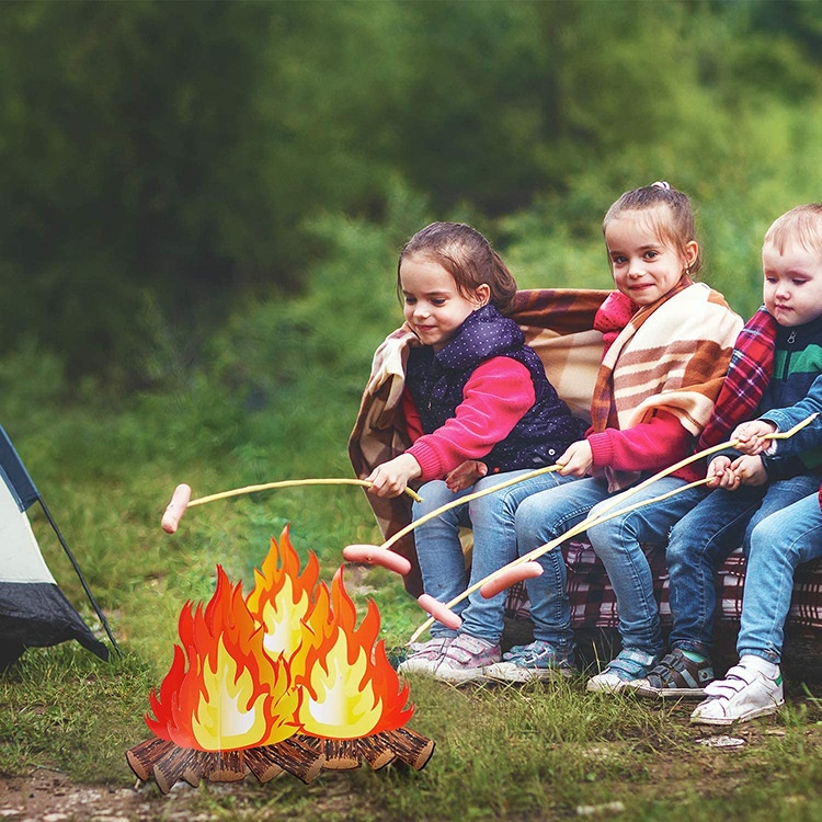 Phụ Kiện Trang Trí Tiệc BBQ Hình Ngọn Lửa 3D Bằng Giấy Bìa Cứng
