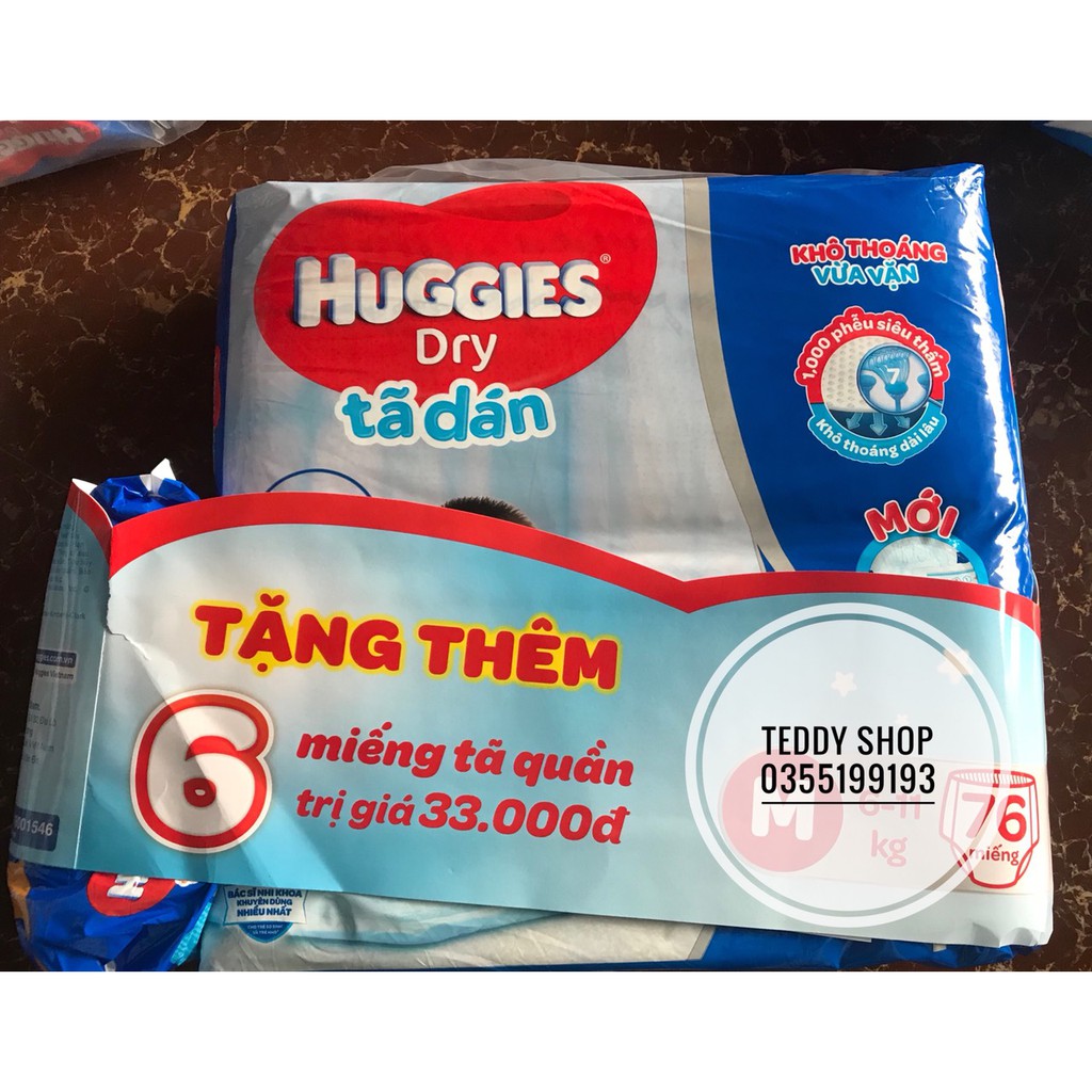 Tã Dán Huggies M76 tặng 6 tã quần