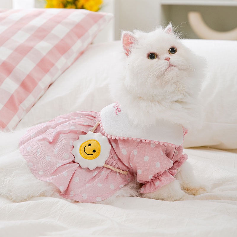 váy đầm tiểu thư chấm bi cho chó mèo