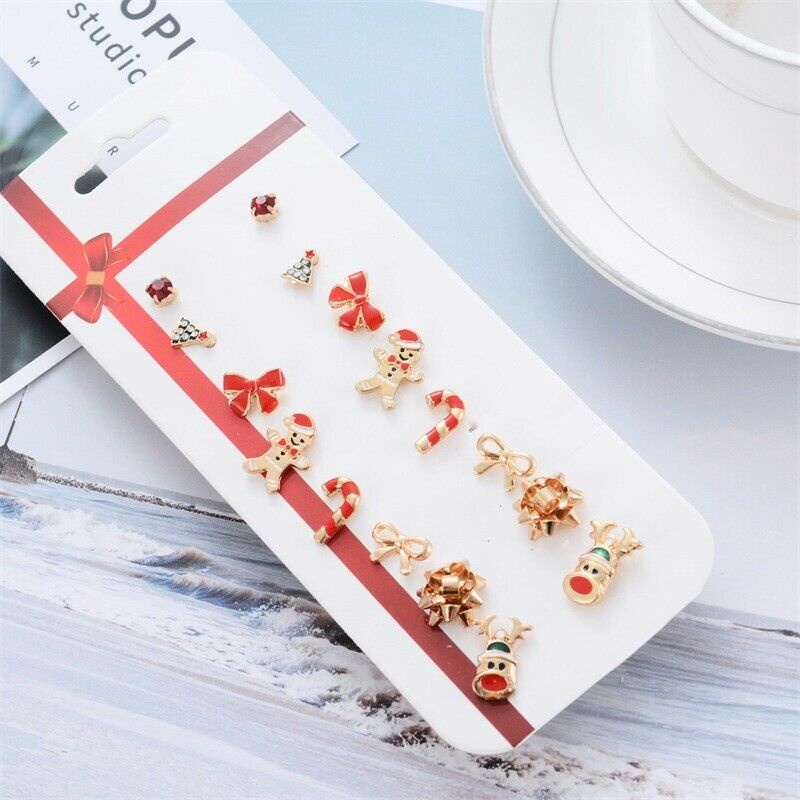 Set 8 Khuyên Tai Chủ Đề Giáng Sinh Thời Trang Độc Đáo
