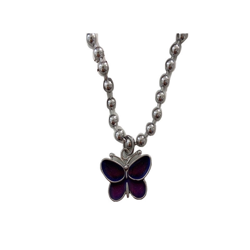 Dây Chuyền Thép Titan Mặt Hình Bướm Thay Đổi Màu Sắc Phong Cách Hip Hop