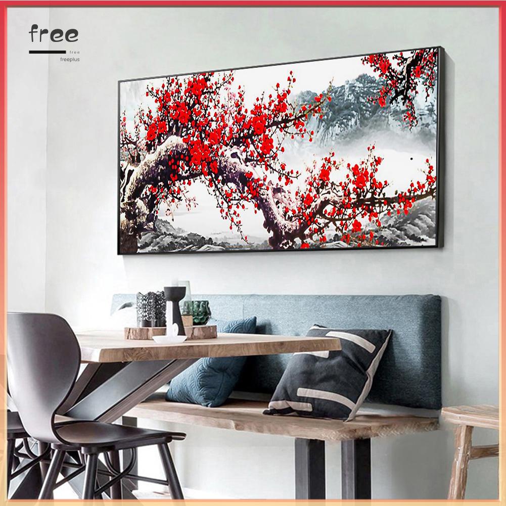 Tranh Đính Đá Kim Cương Toàn Bộ 5d Diy Hình Vẽ Hoa Đào