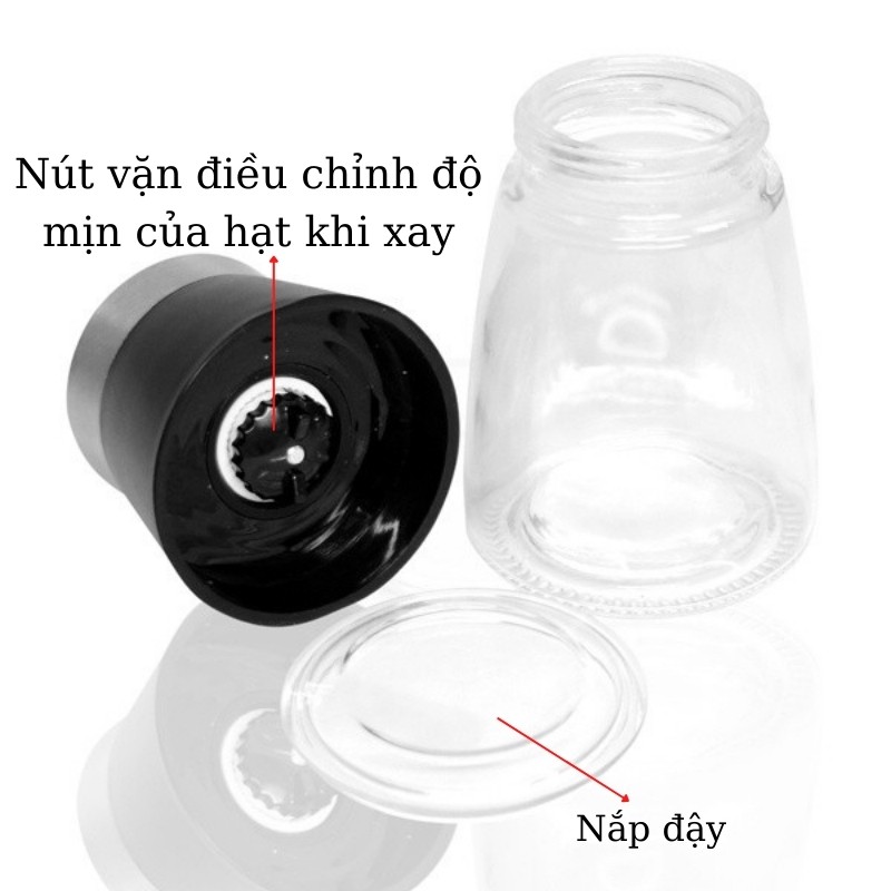 Lọ xay hạt tiêu cầm tay siêu nhanh bằng thủy tinh dày dặn