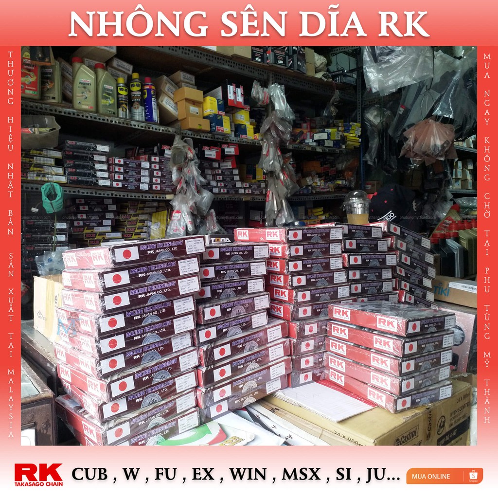 Nhông sên dĩa RK xe Sirius bình xăng cơ thương hiệu Nhật Bản