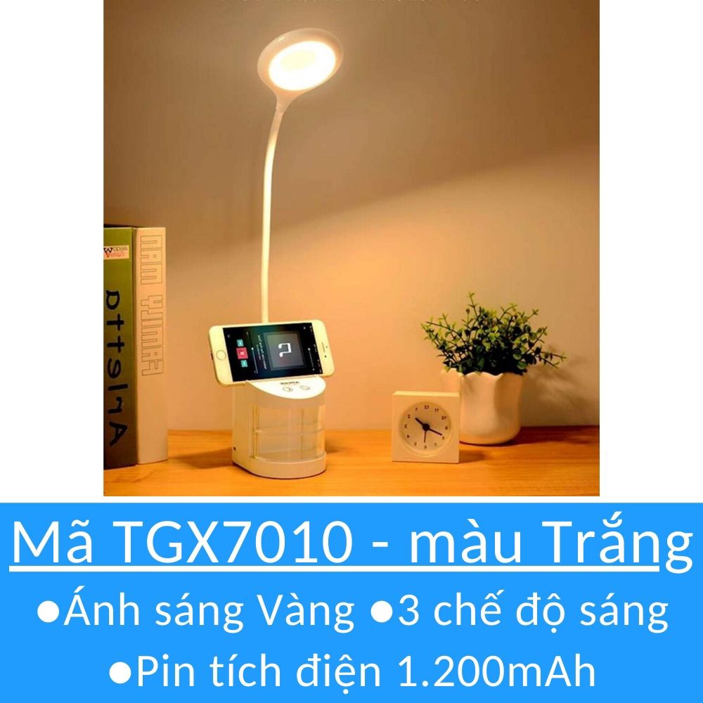 Đèn học để bàn sạc tích điện chống cận thị cho trẻ em đèn led cảm ứng có Giá điện thoại và Ngăn chứa đồ mã 36013