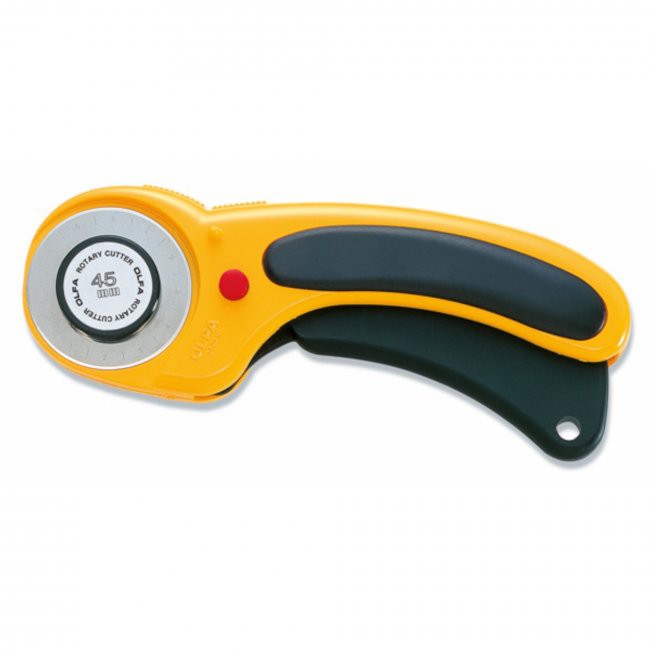 Dao tròn xoay cắt vải an toàn của Nhật - Rotary Cutter OLFA with safety locking (RTY-2DX) 45mm