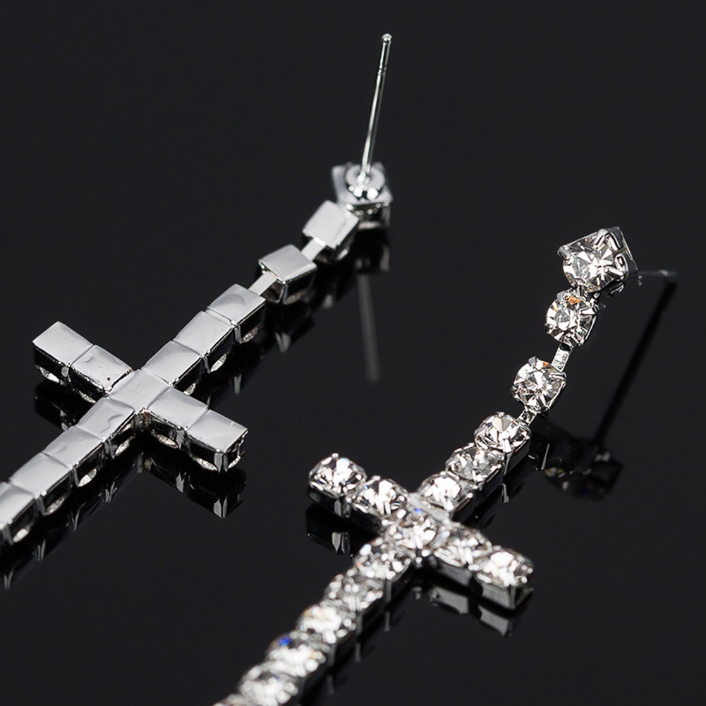 Đôi bông tai hình thánh giá đính đá thời trang cho nữ